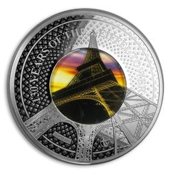 2019 Solomon Isld 5 oz Silver Translucent Treasures Eiffel Tower