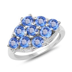 2.38 ctw Genuine Amethyst & White Topaz .925 Sterling Silver Ring