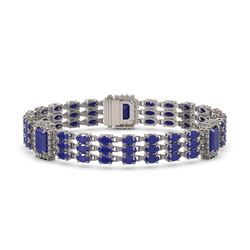 26.38 ctw Tourmaline & Diamond Halo Bracelet 10K White Gold