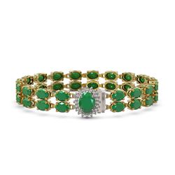 13.75 ctw Emerald & Diamond Necklace 14K Yellow Gold