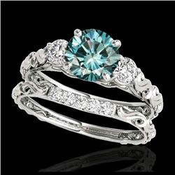 1.60 ctw SI Fancy Blue Diamond Solitaire Halo Ring 10K Rose Gold