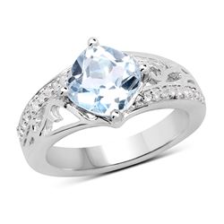 0.54 ctw Genuine Tanzanite and White Zircon .925 Sterling Silver Ring