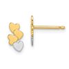 Image 1 : 14k & White Rhodium Hearts Post Earrings - 40 mm