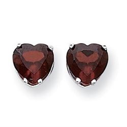 14k White Gold 8 mm Heart Garnet earring
