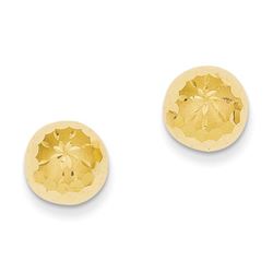 14k Gold 9 mm Diamond Cut Mirror Ball Post Earrings