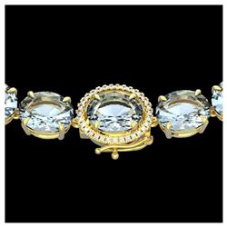 79 ctw Sky Blue Topaz & Diamond Bracelet 14K Yellow Gold