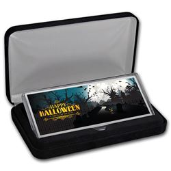 4 oz Silver Colorized Bar - (Happy Halloween 'Graveyard')