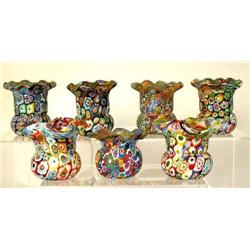 SEVEN MILLEFIORI TOOTH PICK HOLDERS, 2 1/2"h