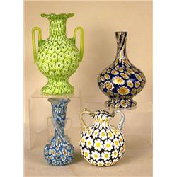 A MISCELLANEOUS GROUP OF FOUR MILLEFIORI VASES, 7 3/4"h