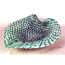 A MILLEFIORI GREEN GLASS DISH