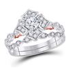 Image 1 : 14kt White Gold Round Prong-set Diamond Cluster Heart Mom Ring 1/6 Cttw