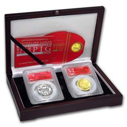 2019 2-Pc 1 oz Gold & Silver High Relief Pig Set PR-70 PCGS