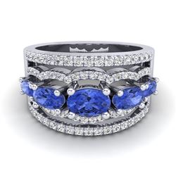 3.50 ctw Sapphire & VS/SI Diamond Necklace Designer 10K White Gold