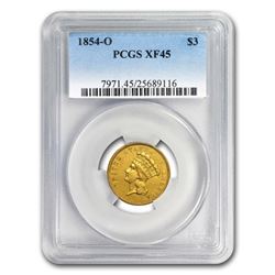 1854-O $3 Gold Princess XF-45 PCGS