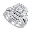 Image 1 : 14kt Yellow Gold Round Diamond Square Cluster Earrings 1/6 Cttw