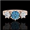 Image 2 : 23.66 ctw Turquoise & Diamond Halo Bracelet 10K Rose Gold