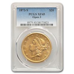 1873-S $20 Liberty Gold Double Eagle Open 3 XF-45 PCGS