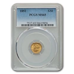 1852 $1 Liberty Head Gold MS-65 PCGS
