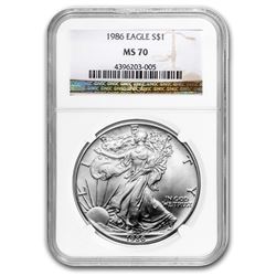 1986 Silver American Eagle MS-70 NGC (Registry Set)