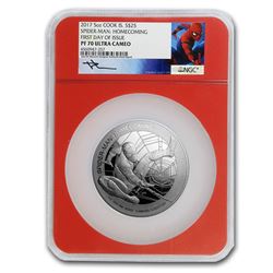 2017 5 oz Silver $25 Mercanti-Designed SPIDERMAN„¢ PF-70 NGC (FR)