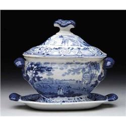 STAFFORDSHIRE COVERED SAUCE TUREEN IN T