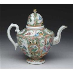 CHINESE EXPORT ROSE MEDALLION DOME TEAP