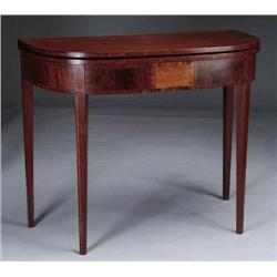 INLAID MAHOGANY HEPPLEWHITE CARD TABLE