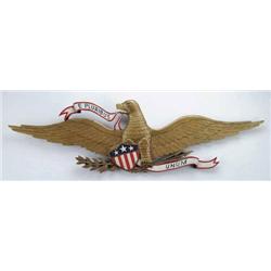 CARVED AND PAINTED WOOD EAGLE PLAQUE BY