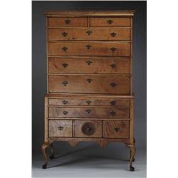 TWO PART QUEEN ANNE MAPLE HIGHBOY