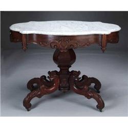 FINE MARBLE TOP TURTLE TOP VICTORIAN WA