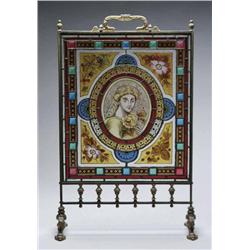 FINE LEADED AND STAINED GLASS FIRE SCRE