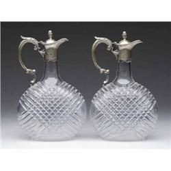 PAIR EWER SHAPED DECANTERS