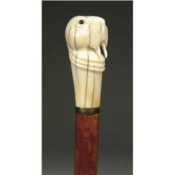 RARE CARVED ELEPHANT IVORY WALRUS CANE