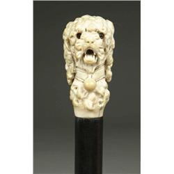CARVED IVORY DOG HEAD CANE
