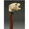 Image 1 : CARVED IVORY DOG HEAD CANE