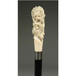 OUTSTANDING FINELY CARVED IVORY LION AN