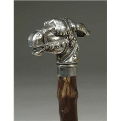 SILVER PLATED DONKEY HEAD CANE
