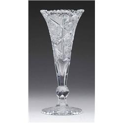 CUT GLASS TRUMPET VASE