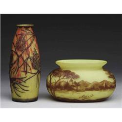 TWO CAMEO GLASS VASES