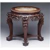 Image 1 : ORIENTAL ROSEWOOD MARBLE TOP CARVED STA