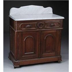 MARBLE TOP VICTORIAN WALNUT COMMODE