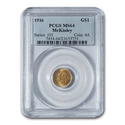 1916 Gold $1.00 McKinley Memorial MS-64 PCGS