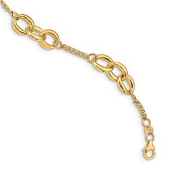 14k Yellow Gold Polished Fancy Link Bracelet - 7 in.