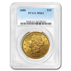 1888 $20 Liberty Gold Double Eagle MS-61 PCGS