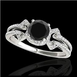 0.85 ctw VS/SI Diamond Solitaire Art Deco Stud Necklace 18K White Gold