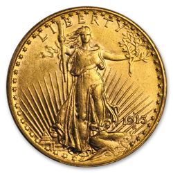 1913-D $20 Saint-Gaudens Gold Double Eagle AU