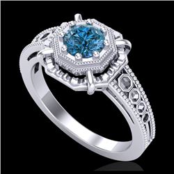 1.40 ctw SI Fancy Blue Diamond Solitaire Halo Ring 10K Rose Gold