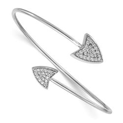 14k White Gold .298ct Diamond Arrow Flexible Bangle - 7 in.