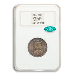 1893 Isabella Quarter MS-63 NGC CAC