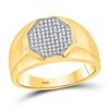 Image 1 : 10kt Yellow Gold Round Blue Sapphire Diamond Beaded Dot Stackable Band Ring 1/6 Cttw